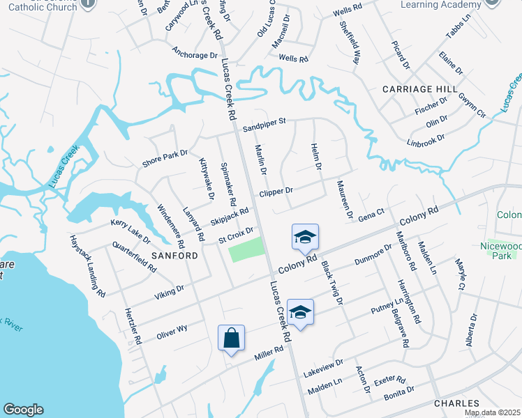 map of restaurants, bars, coffee shops, grocery stores, and more near 428 Lucas Creek Road in Newport News