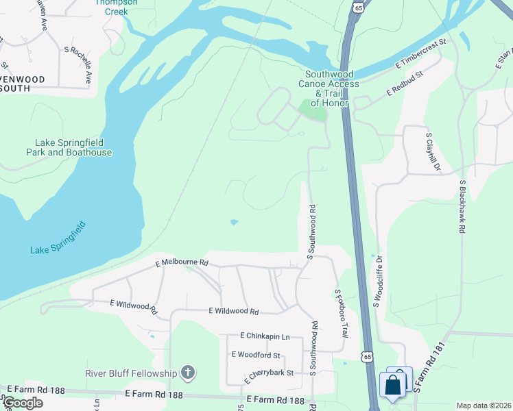 map of restaurants, bars, coffee shops, grocery stores, and more near 2875 East Kemmling Lane in Springfield