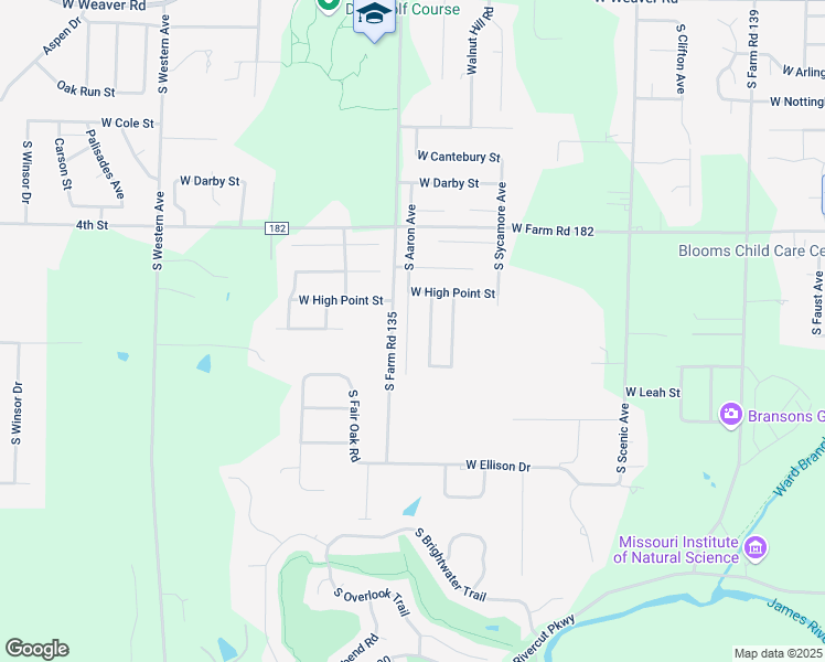 map of restaurants, bars, coffee shops, grocery stores, and more near 5580 South Aaron Avenue in Springfield