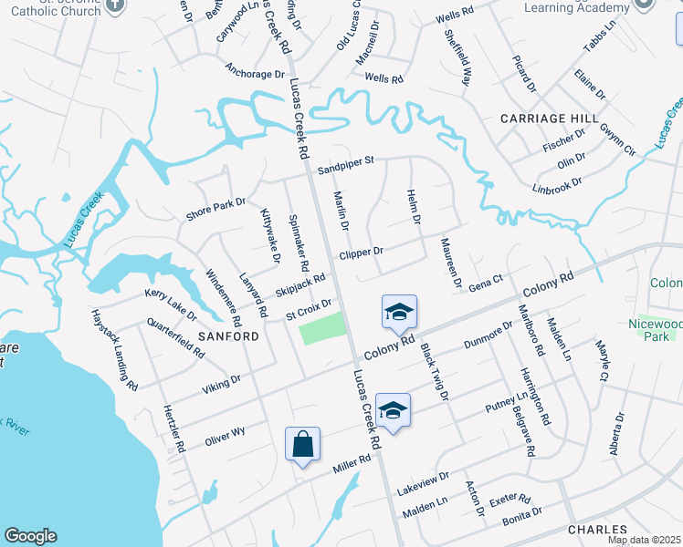 map of restaurants, bars, coffee shops, grocery stores, and more near 428 Lucas Creek Road in Newport News