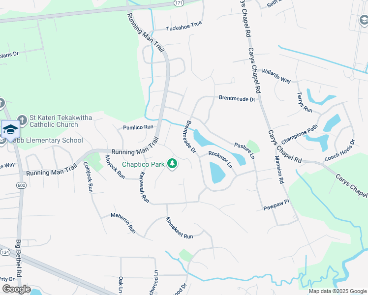 map of restaurants, bars, coffee shops, grocery stores, and more near 318 Brentmeade Dr in Yorktown