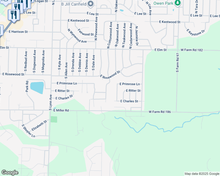 map of restaurants, bars, coffee shops, grocery stores, and more near 1760 Timber Lane in Republic