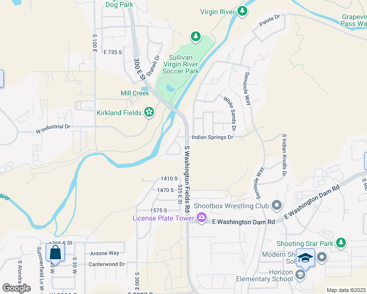 map of restaurants, bars, coffee shops, grocery stores, and more near 1160 South Washington Fields Road in Washington