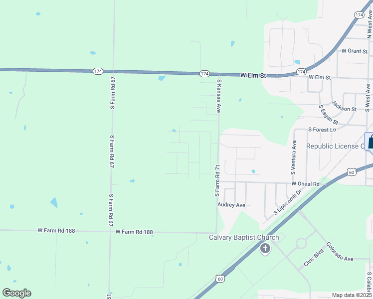 map of restaurants, bars, coffee shops, grocery stores, and more near 1167 North Pine Avenue in Republic