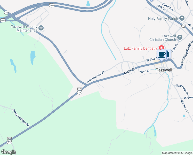 map of restaurants, bars, coffee shops, grocery stores, and more near 404 West Fincastle Turnpike in Tazewell