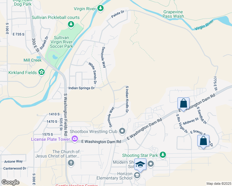 map of restaurants, bars, coffee shops, grocery stores, and more near 972 East Tomahawk Drive in Washington