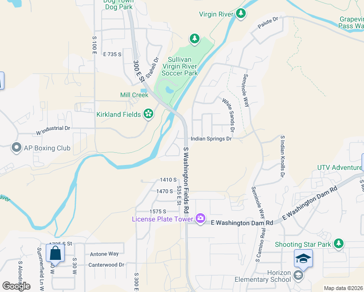 map of restaurants, bars, coffee shops, grocery stores, and more near 1160 South Washington Fields Road in Washington