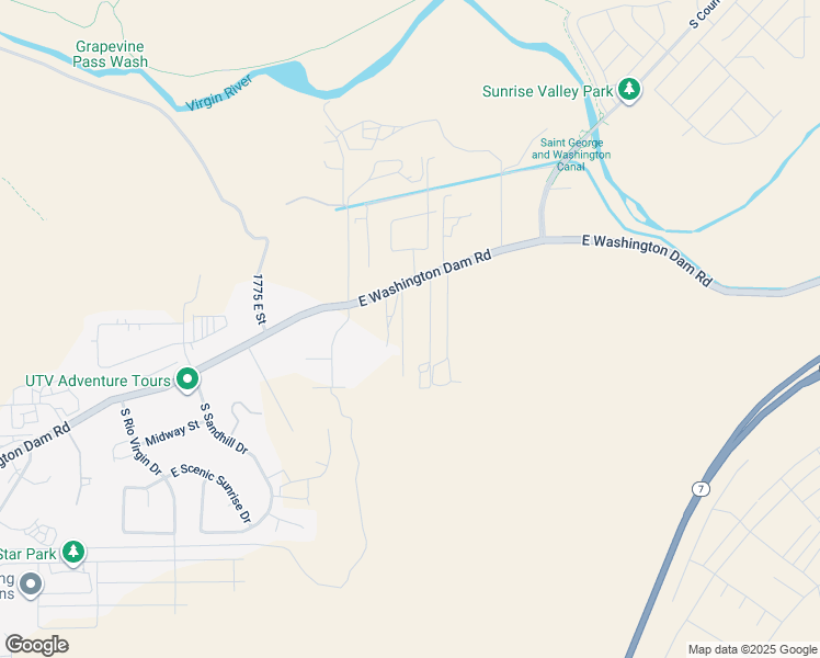 map of restaurants, bars, coffee shops, grocery stores, and more near 2050 East Washington Dam Road in Washington
