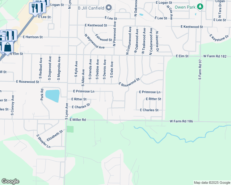 map of restaurants, bars, coffee shops, grocery stores, and more near 408 South Chestnut Hills Drive in Republic