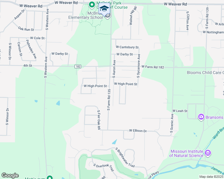 map of restaurants, bars, coffee shops, grocery stores, and more near 5520 South Aaron Avenue in Springfield