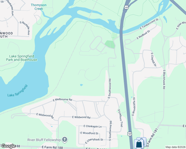 map of restaurants, bars, coffee shops, grocery stores, and more near 5343 South Southwood Road in Springfield
