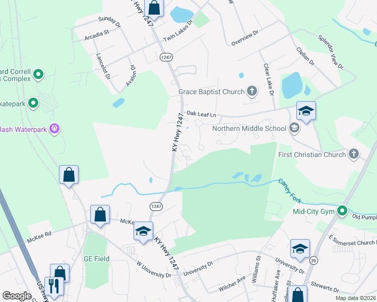 map of restaurants, bars, coffee shops, grocery stores, and more near Margaret Rose Ln in Somerset