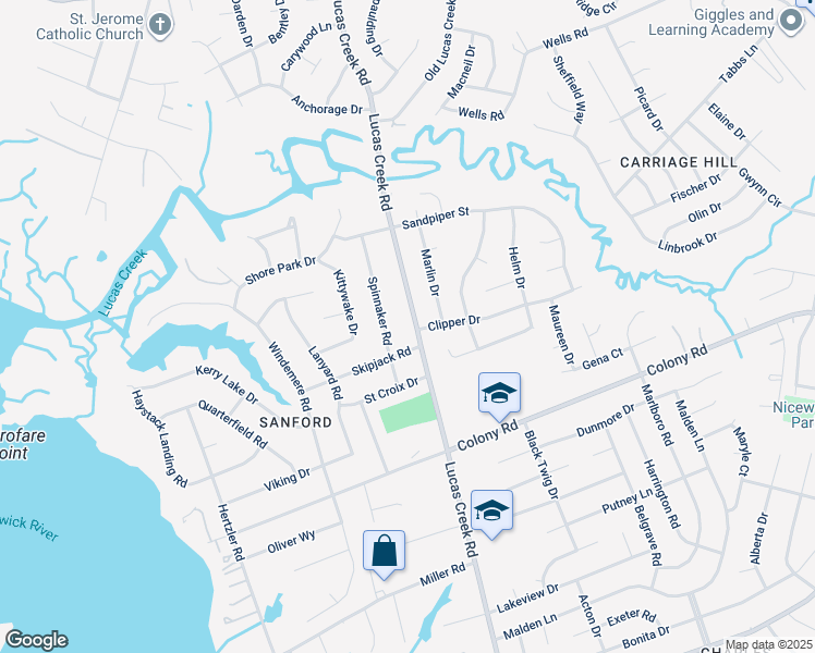 map of restaurants, bars, coffee shops, grocery stores, and more near 505 Lucas Creek Road in Newport News