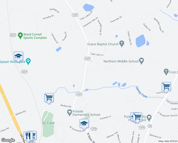 map of restaurants, bars, coffee shops, grocery stores, and more near Margaret Rose Ln in Somerset