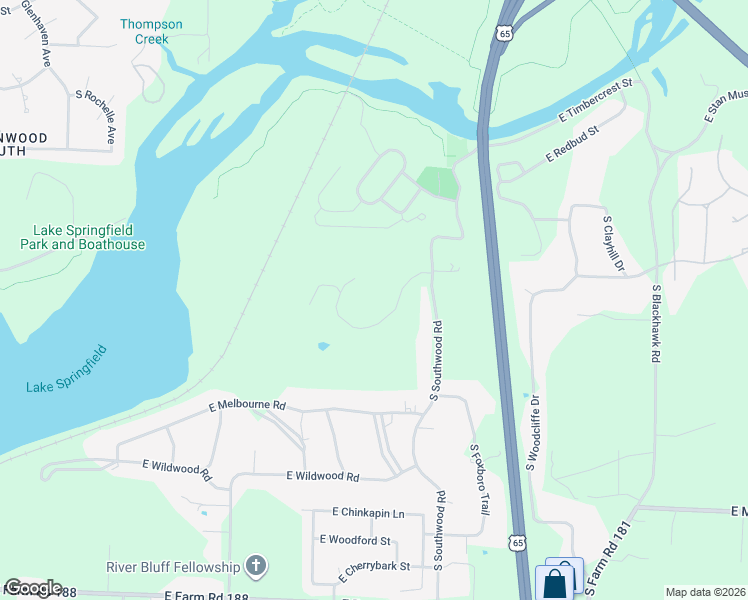 map of restaurants, bars, coffee shops, grocery stores, and more near 5343 South Southwood Road in Springfield