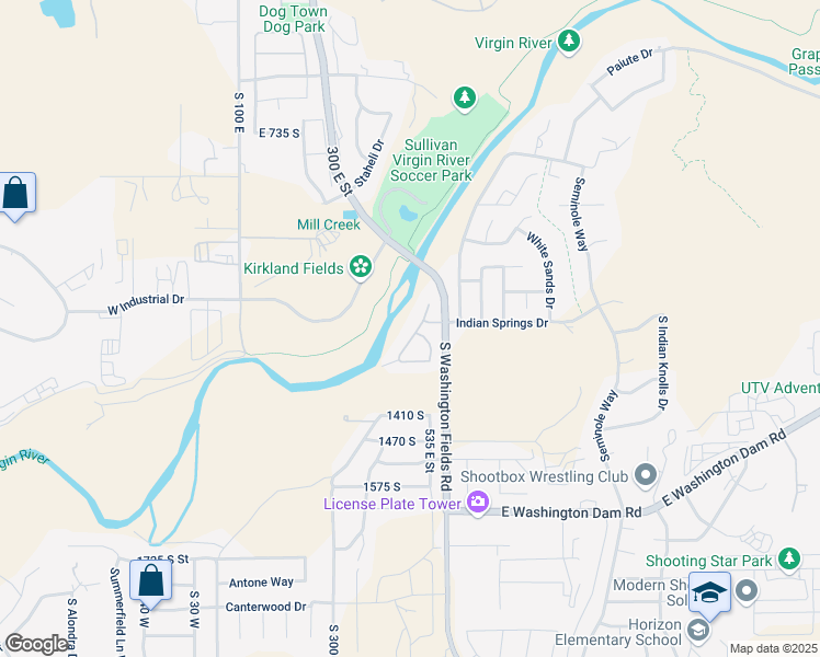 map of restaurants, bars, coffee shops, grocery stores, and more near 1160 South Washington Fields Road in Washington