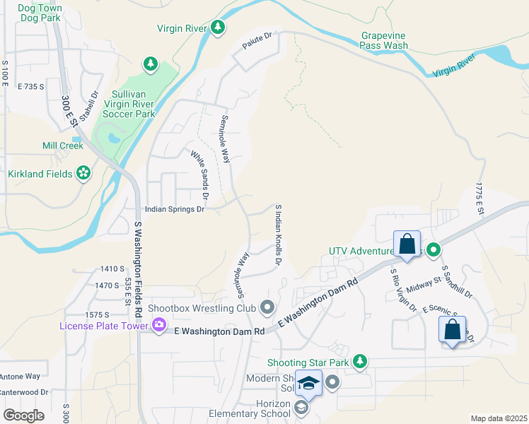 map of restaurants, bars, coffee shops, grocery stores, and more near East Tomahawk Drive in Washington