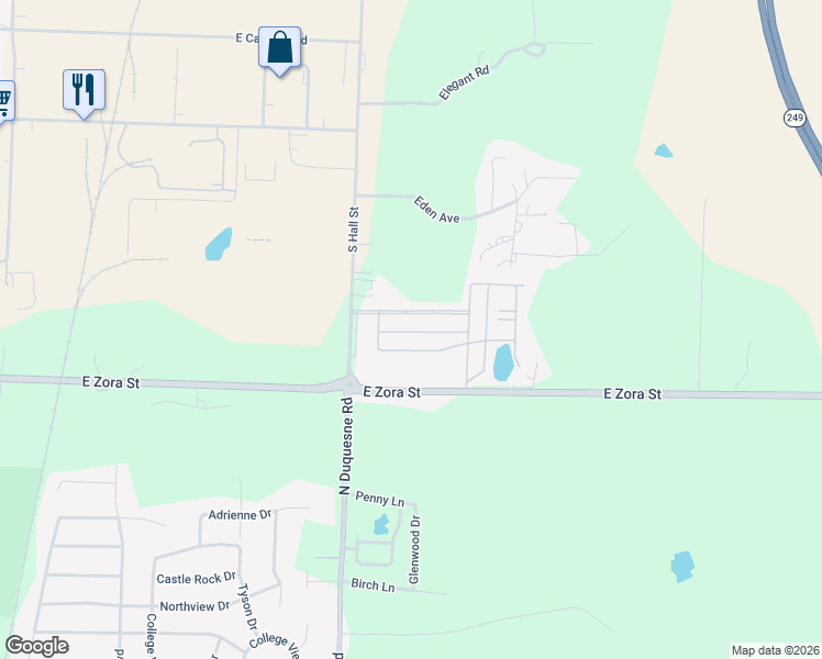 map of restaurants, bars, coffee shops, grocery stores, and more near 4475-4493 Dirt Road in Joplin
