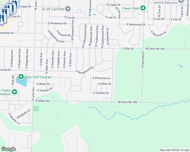 map of restaurants, bars, coffee shops, grocery stores, and more near 2019 East Primrose Street in Republic