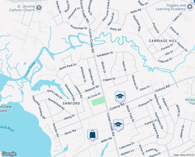 map of restaurants, bars, coffee shops, grocery stores, and more near 508 Spinnaker Road in Newport News