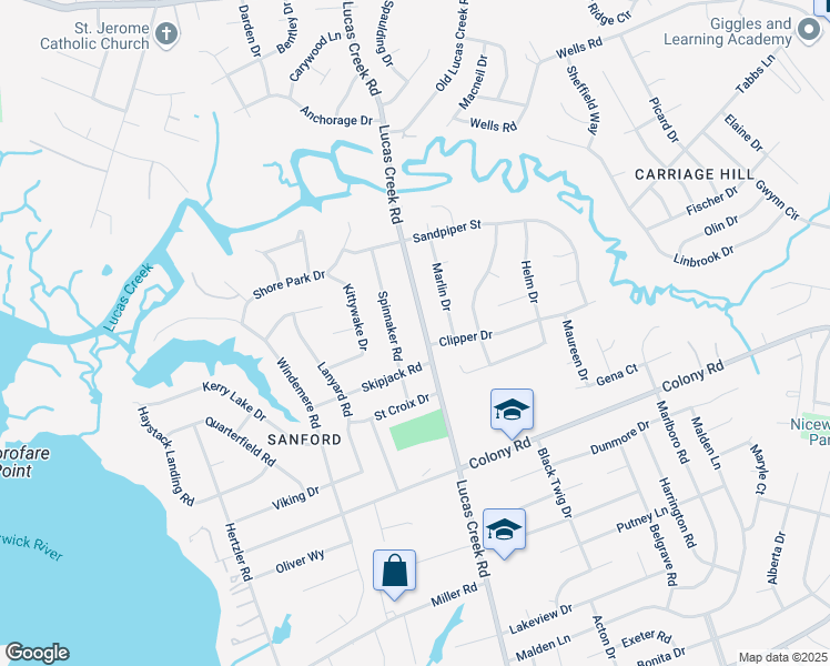 map of restaurants, bars, coffee shops, grocery stores, and more near 508 Spinnaker Road in Newport News