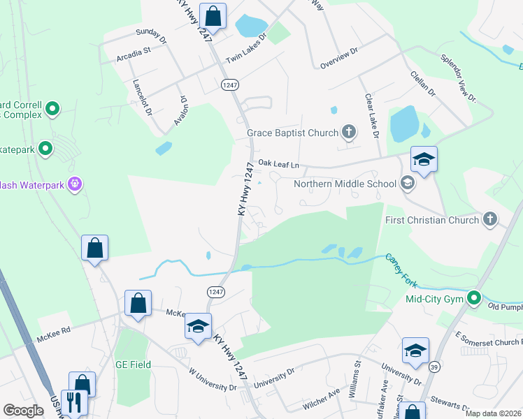 map of restaurants, bars, coffee shops, grocery stores, and more near Margaret Rose Ln in Somerset