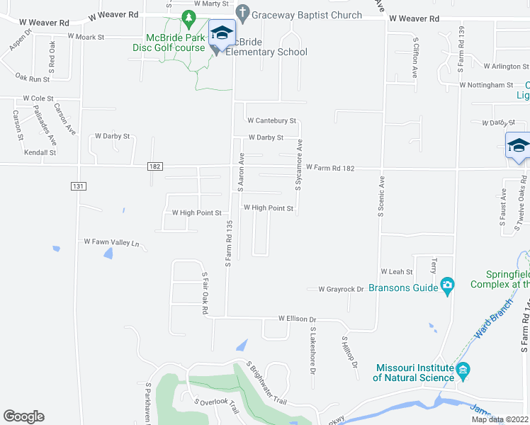 map of restaurants, bars, coffee shops, grocery stores, and more near 3010 West Highpoint Street in Springfield