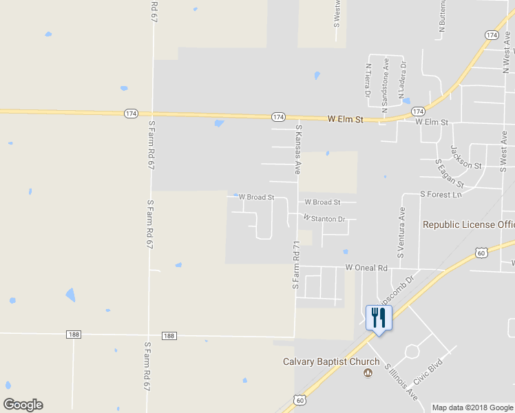 map of restaurants, bars, coffee shops, grocery stores, and more near 1157 West Lois Lane in Republic