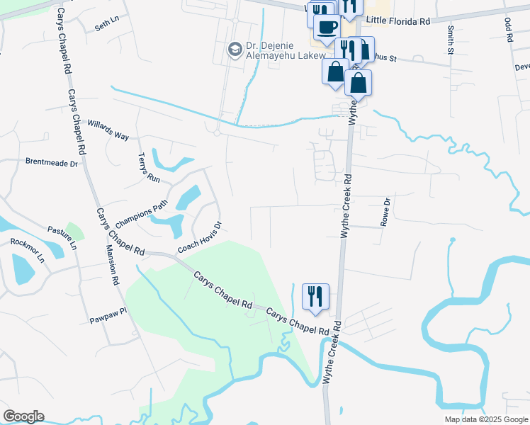 map of restaurants, bars, coffee shops, grocery stores, and more near 2 Frank Hunt Ct in Poquoson