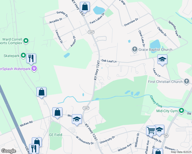 map of restaurants, bars, coffee shops, grocery stores, and more near Margaret Rose Ln in Somerset