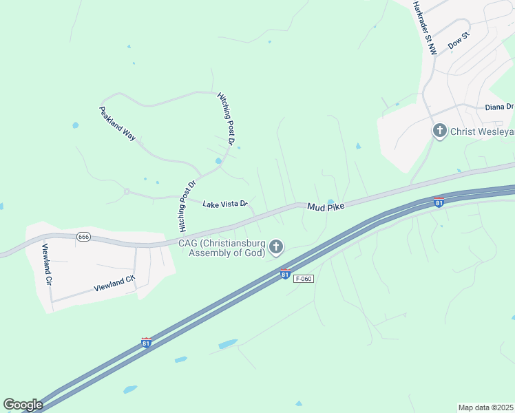 map of restaurants, bars, coffee shops, grocery stores, and more near 2014 Lake Vista Drive in Christiansburg