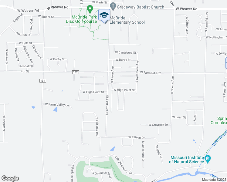 map of restaurants, bars, coffee shops, grocery stores, and more near 5520 South Aaron Avenue in Springfield