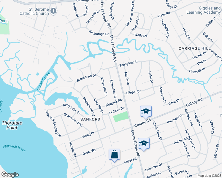map of restaurants, bars, coffee shops, grocery stores, and more near 508 Spinnaker Road in Newport News