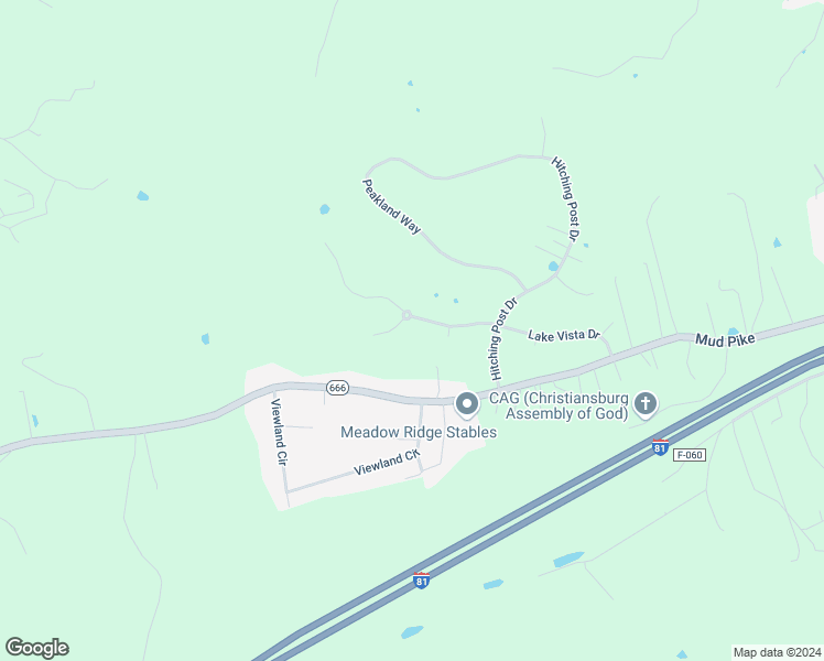 map of restaurants, bars, coffee shops, grocery stores, and more near 2275 Lake Vista Drive in Christiansburg