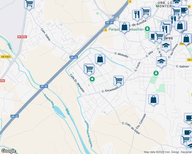 map of restaurants, bars, coffee shops, grocery stores, and more near 24 Calle Doctor Severo Ochoa in Ogíjares