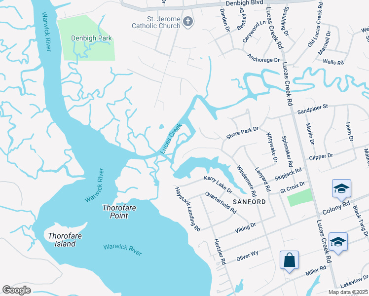 map of restaurants, bars, coffee shops, grocery stores, and more near 618 Windemere Road in Newport News