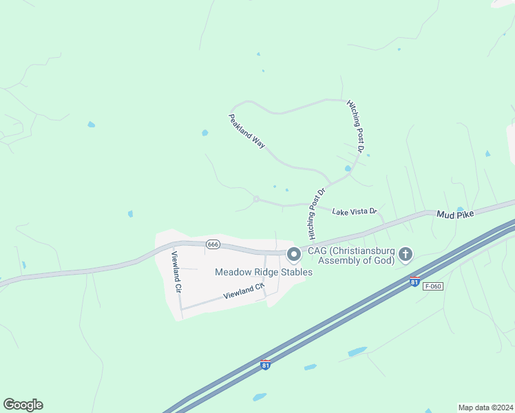 map of restaurants, bars, coffee shops, grocery stores, and more near 2275 Lake Vista Drive in Christiansburg
