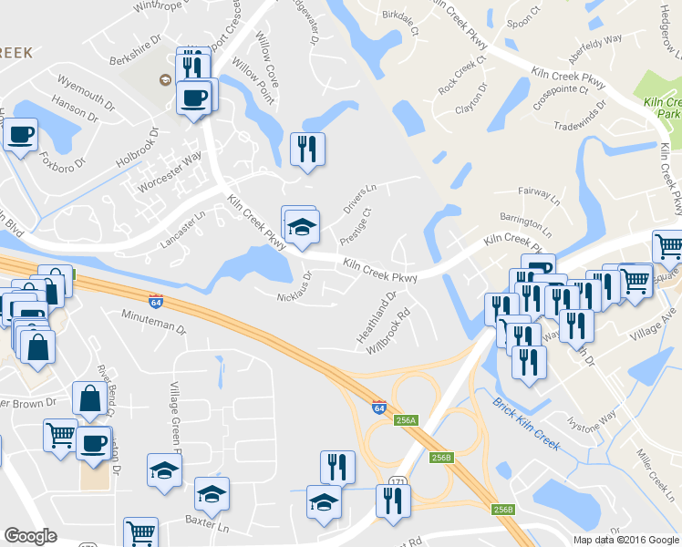 map of restaurants, bars, coffee shops, grocery stores, and more near 828 Snead Drive in Newport News