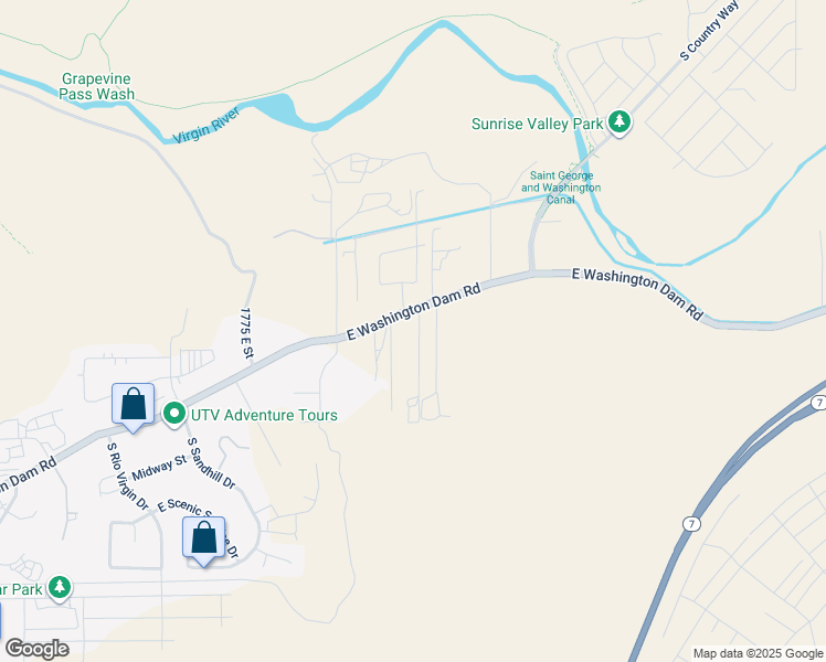 map of restaurants, bars, coffee shops, grocery stores, and more near 2140 East Washington Dam Road in Washington