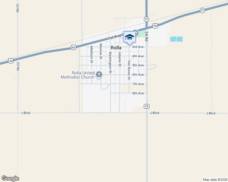 map of restaurants, bars, coffee shops, grocery stores, and more near 601 Washington Street in Rolla