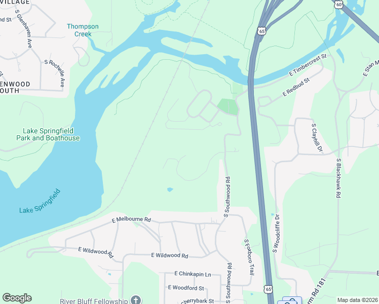 map of restaurants, bars, coffee shops, grocery stores, and more near 5343 South Southwood Road in Springfield