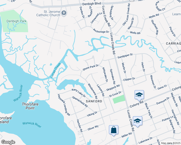 map of restaurants, bars, coffee shops, grocery stores, and more near 111 Binnacle Drive in Newport News