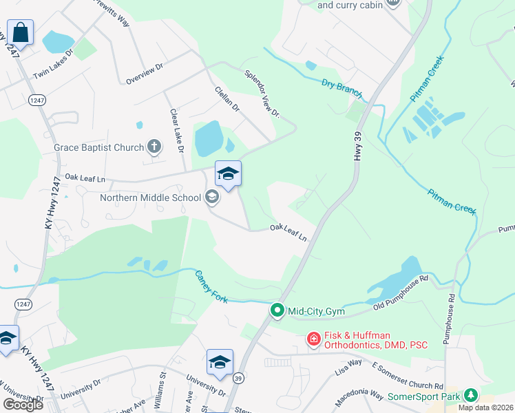 map of restaurants, bars, coffee shops, grocery stores, and more near 526 Oak Leaf Lane in Somerset