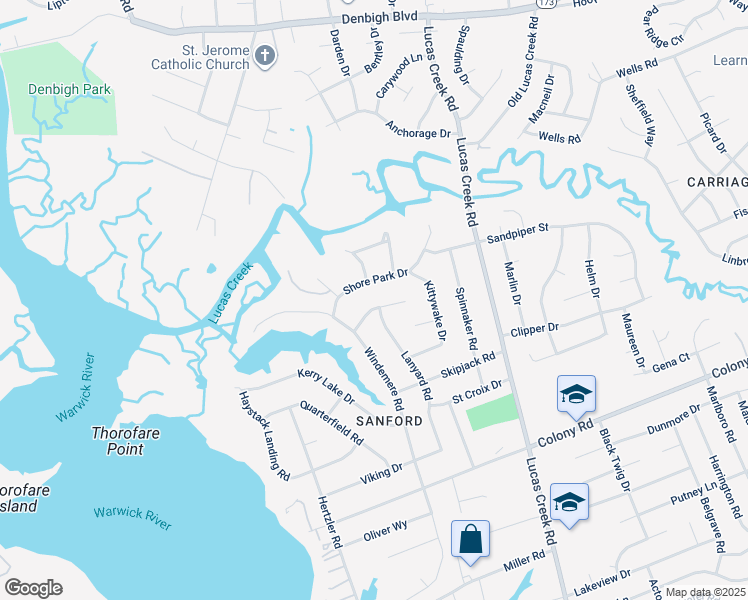 map of restaurants, bars, coffee shops, grocery stores, and more near 111 Binnacle Drive in Newport News