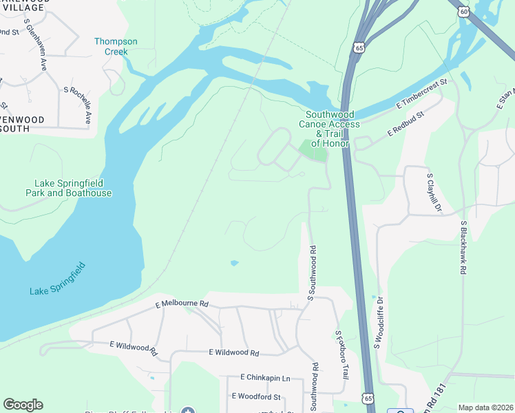 map of restaurants, bars, coffee shops, grocery stores, and more near 5343 South Southwood Road in Springfield