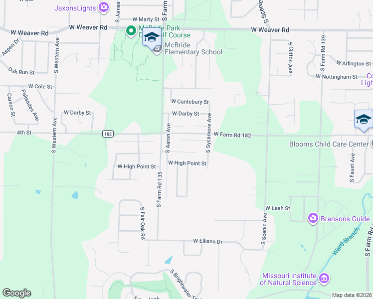 map of restaurants, bars, coffee shops, grocery stores, and more near 3010 West Melbourne Street in Springfield