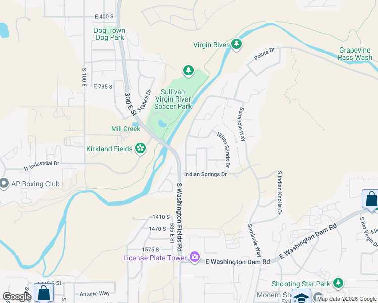 map of restaurants, bars, coffee shops, grocery stores, and more near 1045 South Red River Road in Washington
