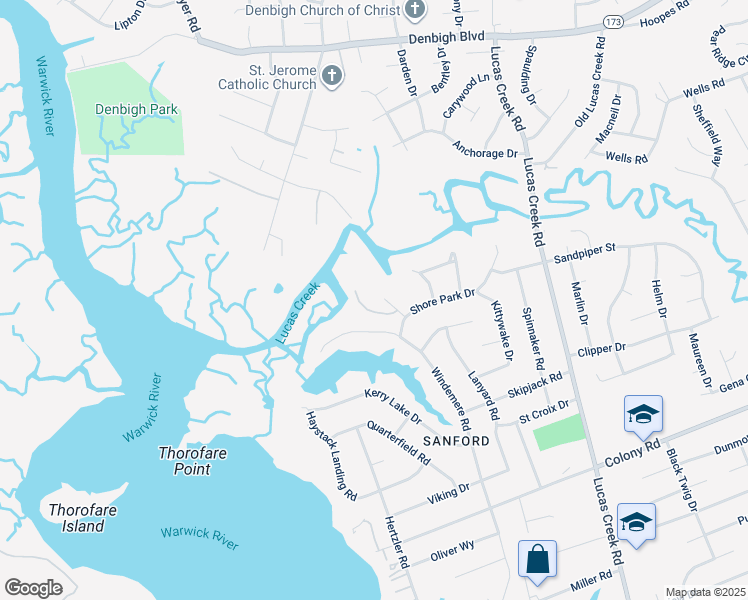 map of restaurants, bars, coffee shops, grocery stores, and more near 11 Widgeon Circle in Newport News