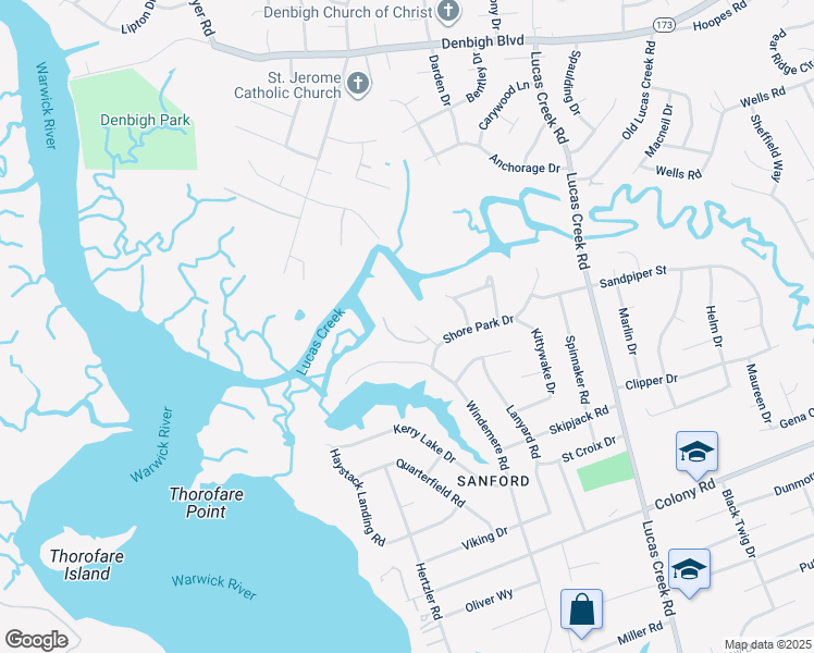 map of restaurants, bars, coffee shops, grocery stores, and more near 11 Widgeon Circle in Newport News