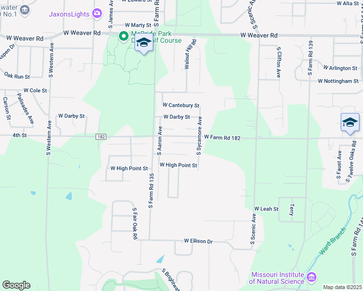map of restaurants, bars, coffee shops, grocery stores, and more near 3000 West Melbourne Street in Springfield